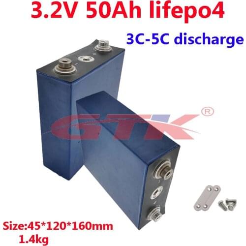 GTK 3.2v 50Ah lithium lifepo4 battery 3C-5C discharg low temperature resistant for diy 100ah 200ah high power motor 12V 24V 48V