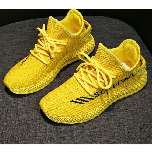 Fashion Summer Female Sneakers Women Shoes Yellow Lace-up Spring Breathable Ladies Shoes Mesh Pink Black Casual Shoes Woman 2021