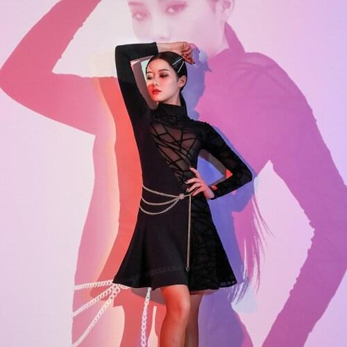 Latin Dance Dress Women Long Sleeved Practice Dress Performance Dance Dresses Latin Competition Dance Costumes XS1013