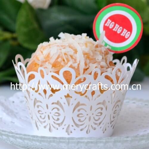 Laser cut cupcake wrappers for bridal favors,lavish filigree white &black cake wrappers for party