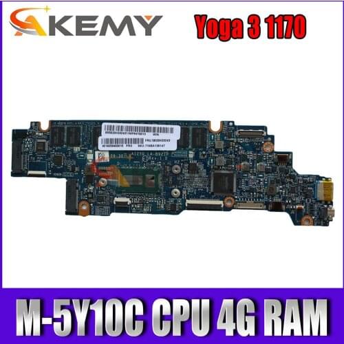 Akemy FOR Lenovo Yoga 3 1170 motherboard W/ M-5Y10C SR23C CPU 4G RAM AIZY0 LA-B921P 5B20H15223 Test work