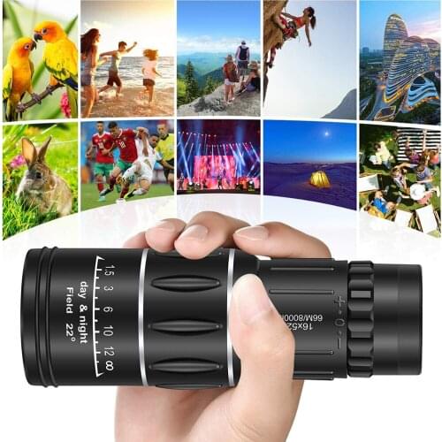 16X52 Dual Focus Monocular Telescope Hunting Spotting Upgrade Handheld for Tourism Sightseeing Concerts Fishing Sailing