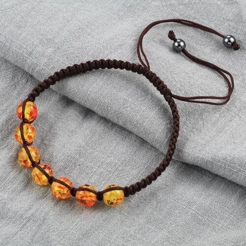 Fashion Ambers Stone Beads Braided Rope Bracelet Men Handmade Adjustable Macrame String Bracelets Bangles Women Charm Jewelry