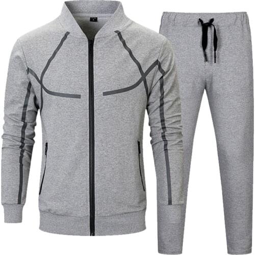 Men Set Casual Autumn Fashion Jacket+Pant 2 Piece Suit Male Clothing Tracksuit Outwear Hoodies Zipper Mens Sportswear Sets 2021