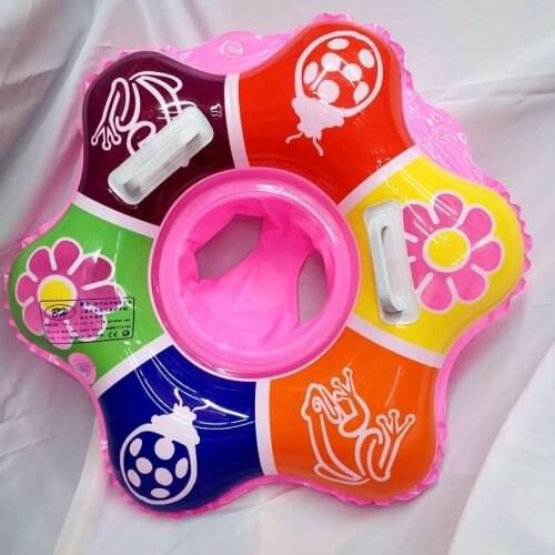 Inflatable Baby Swimming Ring Baby Seat Child Ring Floating Pool Double Handle Pattern Safe Seat Water Toy Accessories