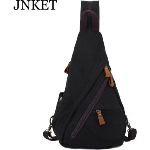 JNKET New Fashion Canvas Mens Chest Bag Casual Shoulder Crossbody Bag Travel Backpack