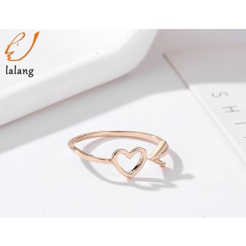 2021 New Hollow Out Heart Shape Resizable Open Adjustable Rings Fashion Women Girl Cute Simple Metal Love Crystal Ring Jewelry