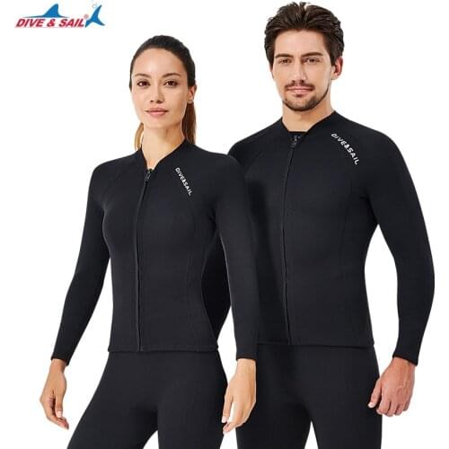 New 2MM wetsuit split top for men and women neoprene long-sleeved warm snorkeling sunscreen suit surfing snorkeling top S-XXXL