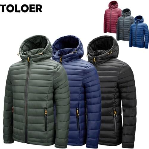 Autumn Winter Warm Jackets Men Casual Hooded Ultra Light Parka Coats Portable Outwear Windproof Lightweight Portable Jacket 4XL