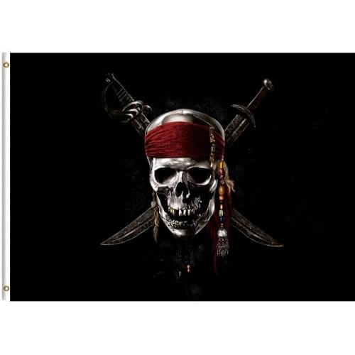 Custom 90x150cm Pirate Red Bandana Roger Flag Polyester 3x5ft Flag with grommet outdoor and indoor banner flag