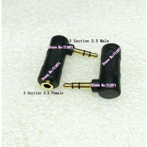 Gold plated 90 Degree Right Angle 3 section 3.5 Male to Female Audio Adapter Connector DC3.5 Male Female Audio connector Adapter