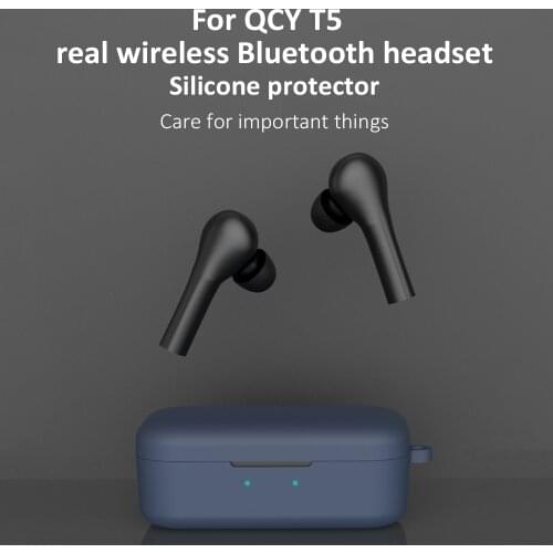 Dustproof Shockproof earphone Case For QCY T5 Bluetooth Headset Silicone Cover For QCY T5 With Anti Lost Buckle headphone case