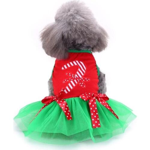 Christmas Pet Dog Puppy Princess Dress Skirt Clothes Soft Warm Costume Apparel