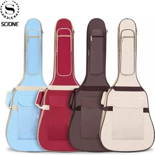 Scione Folk Guitar Bag 10MM Thickened Sponge 40/41 Inch Universal Musical Instrument Bag Acoustic Carry Case