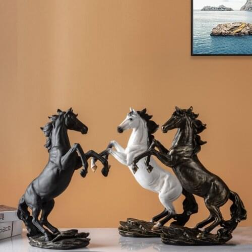 Nordic Creative Dark Horse Model Sculptures Home Decoration Wine Cabinet Horse Figurines Modern Art Statue Animal Figures Decor