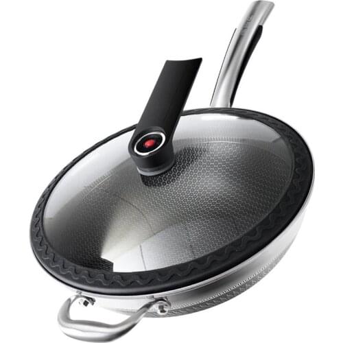 316 Stainless Steel Frying Pan Household Non Stick Wok Double Sided Screen Micro Pressure Cooker Uncoated Kitchen Cookware