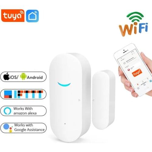 Tuya Smart WiFi Door Sensor Door Open / Closed Detectors Wifi Home Alarm Compatible With Alexa Google Home Tuya APP Control
