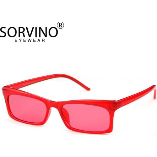 SORVINO 2021 New Fashion Men/Women Small Rectangle Sunglasses Trend Square Narrow Frame Retro Sun Glasses