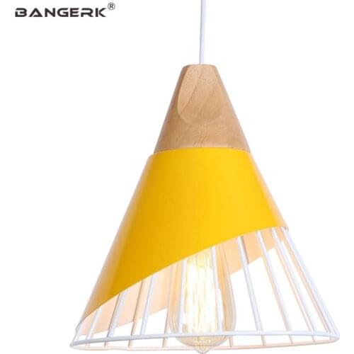 Nordic Design LED Pendant Lamp Loft Decor Modern Iron Wood Hanging Lights Dining Room Bar Home Lighting Droplight Luminaire