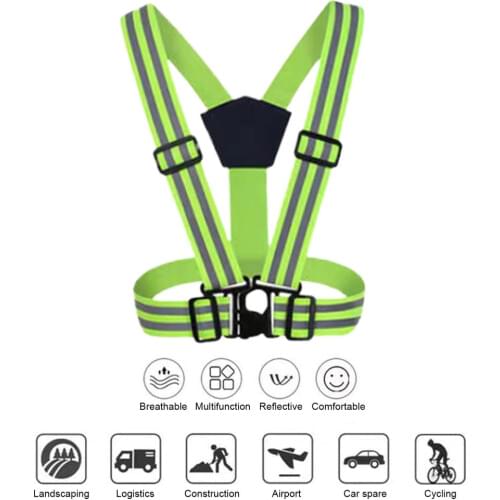 Cycling Reflective Vest Breathable V-shaped Illuminated Reflective Vest Adjustable Safety Vest For Night Sports Running Walking