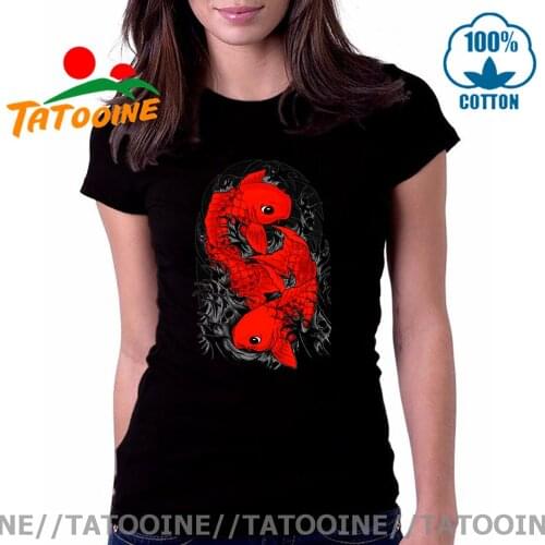 Elegant Koi Fish woman tshirts mujer camisetas Japanese style Koi Carp Fish T-shirt for women 2020 New Fashion Vestidos Hot sale