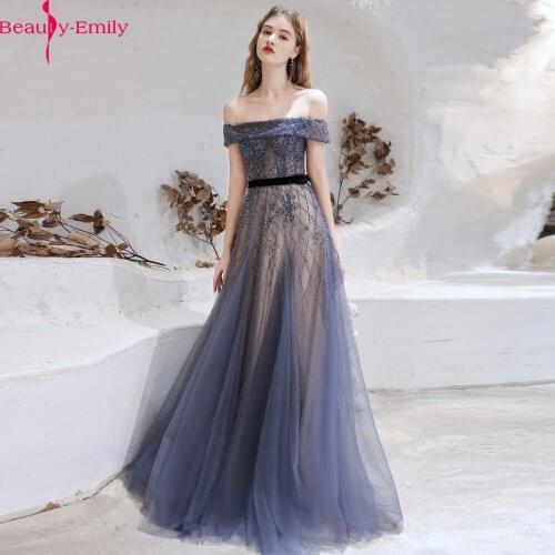 Standard Size Sequined Appliques A Line Evening Dress 2021 Boat Neck Women Formal Party Long Dress Vestidos Real Photo