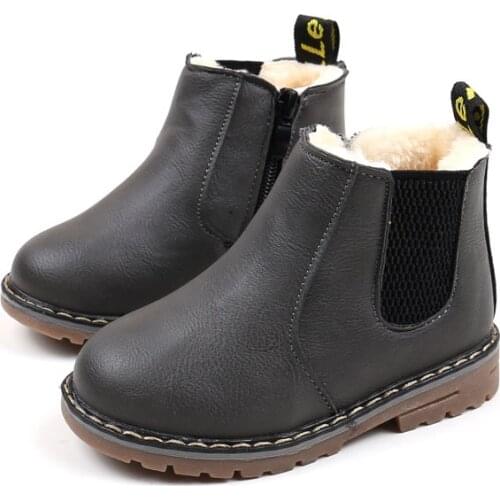 Winter warm childrens boots boy fashion round head snow boots girls childrens shoes plush comfortable lightweight size 21-30