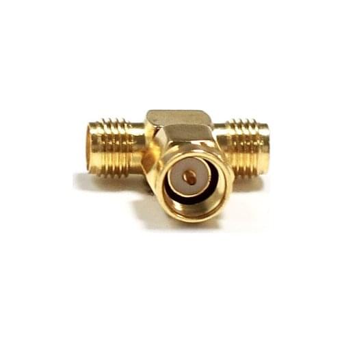 1pcSMA Male Plug to 2 SMA Female Jack RF Coax Adapter Modem Convertor Connector Triple T type splitter goldplated NEW wholesale