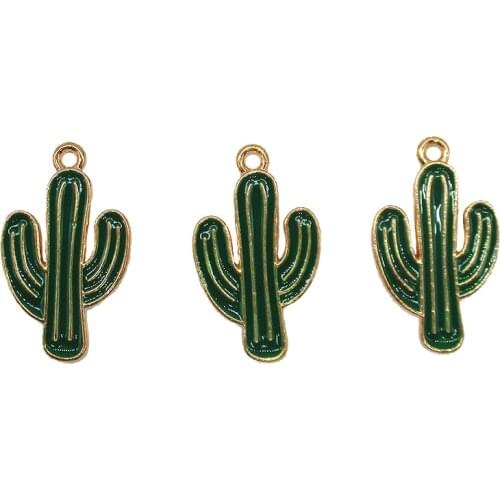 10Pcs/lot 15x26mm Cactus Enamel Charm For Jewelry Making Jewelry Accessories Enamel Cactus Pendant Charms XL585