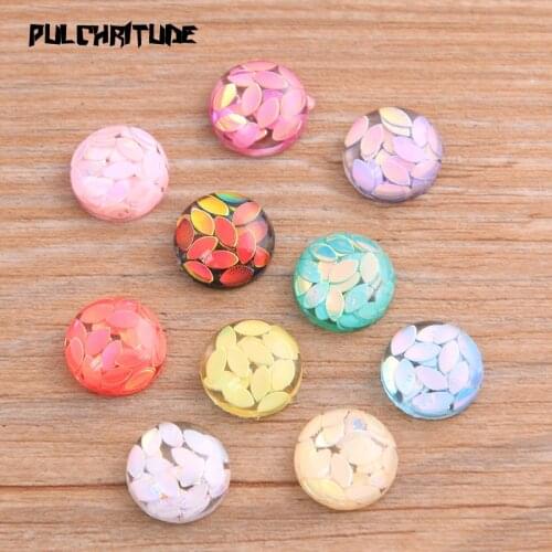 20pcs 12mm 10 Colors 2020 New Natural Ore Style Flat Back Resin Round Cabochons For Bracelet Earrings Accessories
