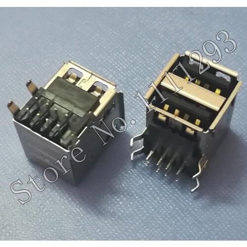 20pcs/lot Double USB Jack Socket Connector for Desktop etc USB2.0 Port