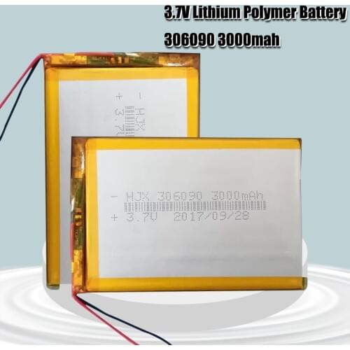 306090 3000mah 3.7 V Supply lithium battery lithium polymer Rechargeable battery For Bluetooth Headset MP3 MP4 MP5 GPS PSP MID