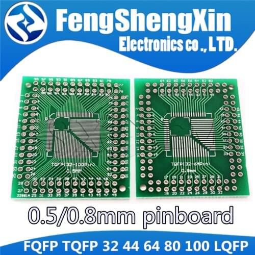5pcs/lot FQFP TQFP 32 44 64 80 100 LQFP to DIP Transfer Board DIP PinBoard Pitch Adapter