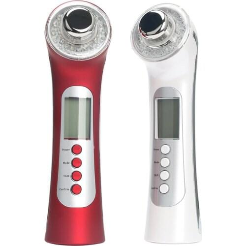 5 In 1 Oplaadbare Galvanische Face Skin Beauty Home Spa Led Licht Foton Therapie Ultrasone Hoge Frequentie Ion Gezicht