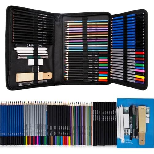 71pcs/set Professional Sketching Drawing Pencil Kit Art Painting Tool Student Black for Sketching Drawing and Writing