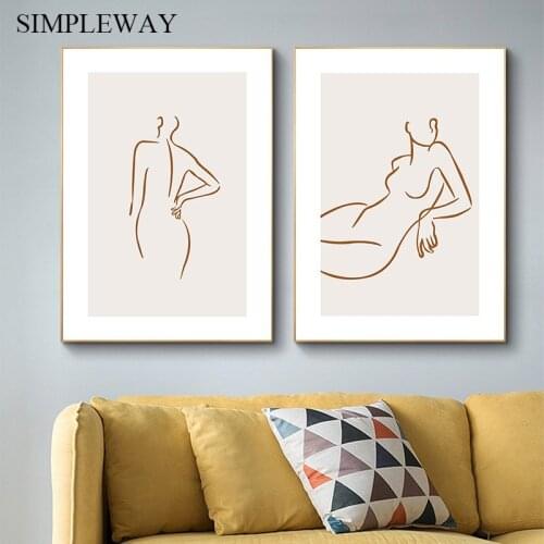 Sexy Line Drawing Woman Body Abstract Poster Wall Art Canvas Print Painting Modern Minimalist Picture Living Room Decoration