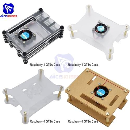 Acrylic Case for Raspberry Pi 4 GT2A GT3A GT4A GT9A with Fan Screwdriver Protection Shield Raspberry Pi 2/3/4 Model B/3B+/3B/2B