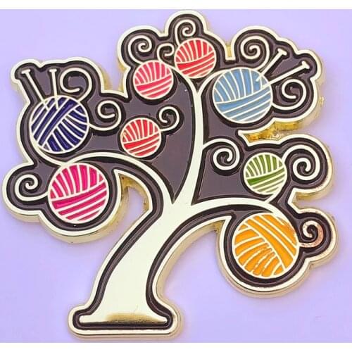 Yarn Tree Pretty Knitting Lover Brooch Pins Enamel Metal Badges Lapel Pin Brooches Jackets Jeans Fashion Jewelry Accessories