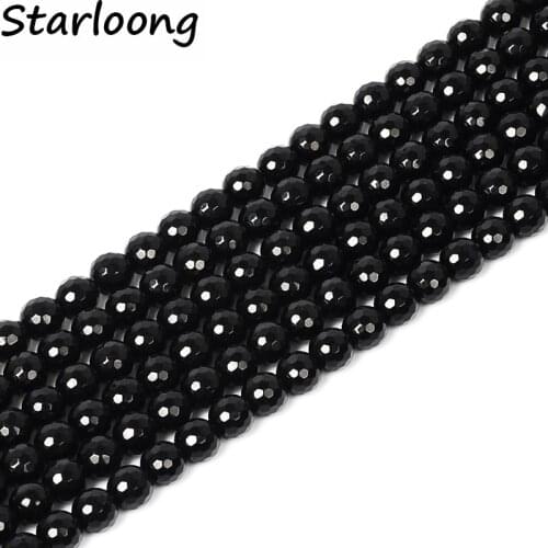 4mm 6mm 8mm 10mm 12mm natural stone beads Smooth Round Black faceted agates onyx Beads For DIY Jewelry making Necklace Bracelet