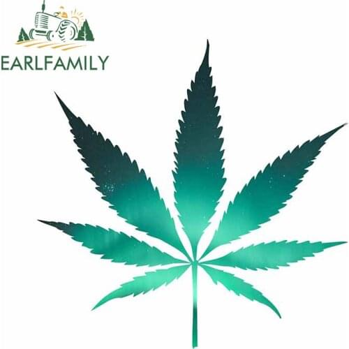 EARLFAMILY 13cm x 12.8cm for Hemp Leaf shine Cartoon Decal Occlusion Scratch Car Stickers Personality Windshield Vinyl Car Wrap