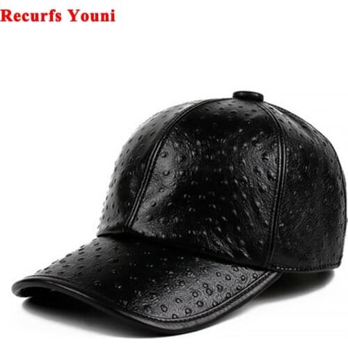 Exclusive Chic Small Dots Baseball Caps 2021 Fall Winter Men Genuine Leather Warm Hats Youth Hombre Black Hip Pop Dome Chapeau