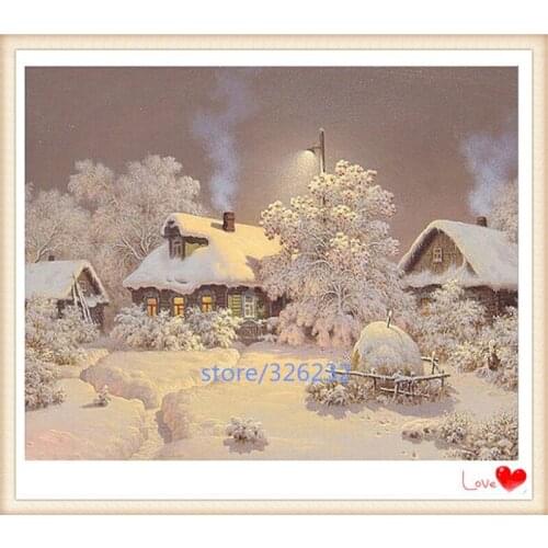 Beautiful scenery Needlework 5D Diy Diamond Painting snow house Diamond Embroidery Print Rubiks Cube Drill Picture sailing