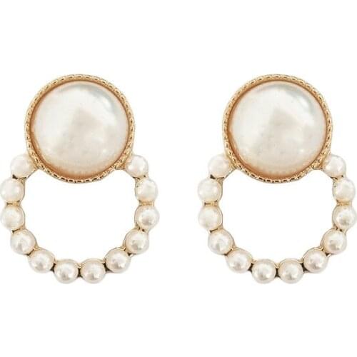 Punk Girl Fashion Earrings 2020 New Earrings Gentle And Elegant Generous Net Red Wild Circle Pearl Earrings Ladies Smallearings