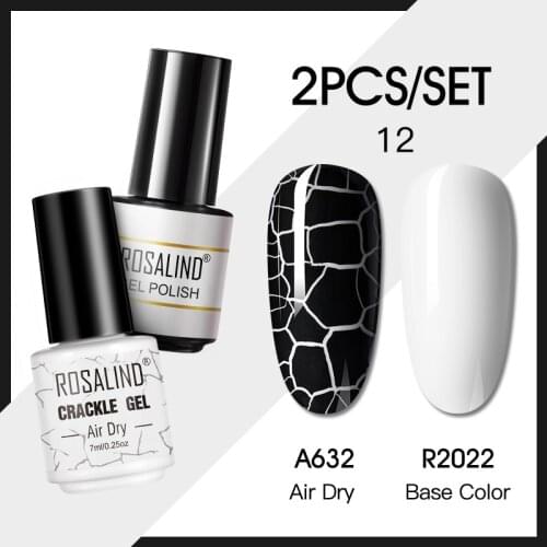 ROSALIND 2/4 PCS Crackle Gel Kit Air Dry Need Basic Color Gel Lacquer All For Manicure Nail Polish Set Base Top Coat Nails Art