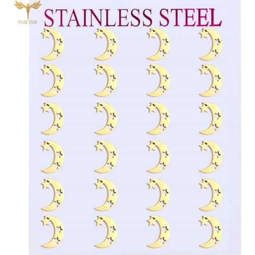 Golden Moon Star Stud Earrings Set Hollow Stainless Steel Womens Accessories Romantic Personality Aesthetics Ladies Jewelry