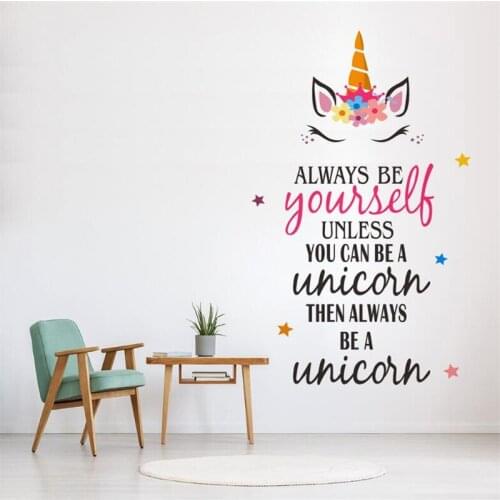 New Cartoon Golden dot unicorn wall sticker living room bedroom wall decoration wall stickers for kids rooms Art mural