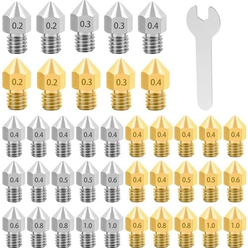 3D Printer Nozzles,MK8 Stainless Steel and Brass Nozzle with Storage Box Spanner for 3D Printer Makerbot Creality CR-10