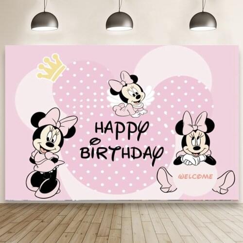 Customizable Minnie Mouse Photography Backgrounds Vinyl Cloth Photo Shootings Backdrops for Kid Baby Birthday Party Photo Studio
