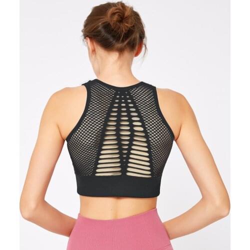 NORMOV Workout Women Tank Tops Patchwork Hollow Out Polyester Solid Elastic Bar Casual Breathable Feminina Tank Tops