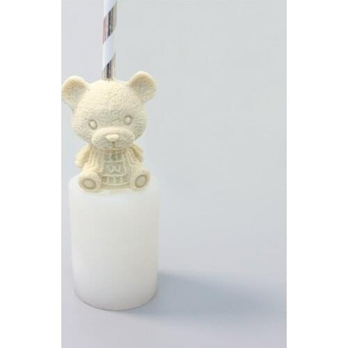2020 NEW Cute Bear Head DIY Handmade Epoxy Mould Silicone Straw Topper Molds